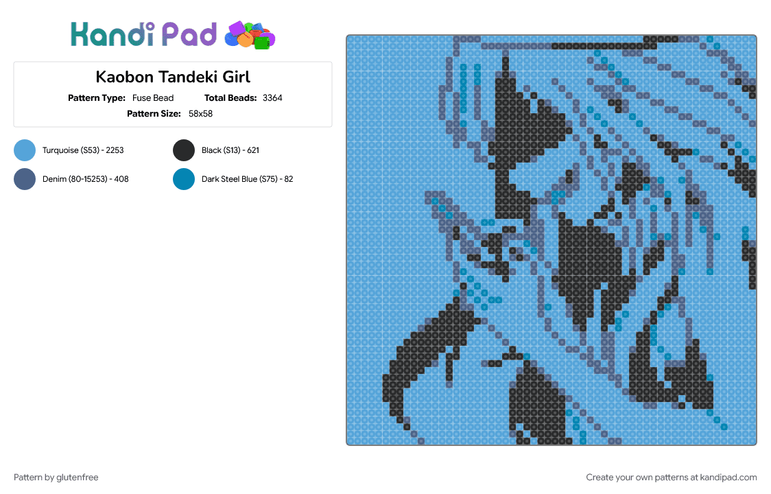 Kaobon Tandeki Girl - Fuse Bead Pattern by glutenfree on Kandi Pad - anime, gumi, lefty monster, megpoid, music, rerulili, vocaloid