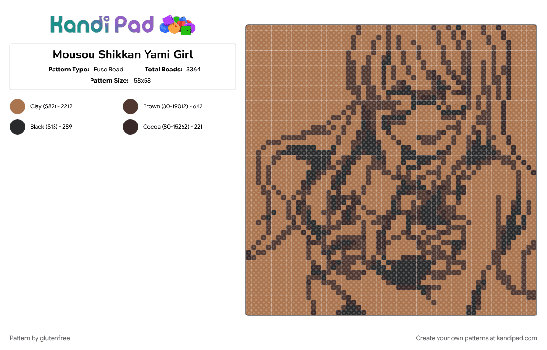 Mousou Shikkan Yami Girl - Fuse Bead Pattern by glutenfree on Kandi Pad - anime, gumi, megpoid, moja, music, rerulili, vocaloid