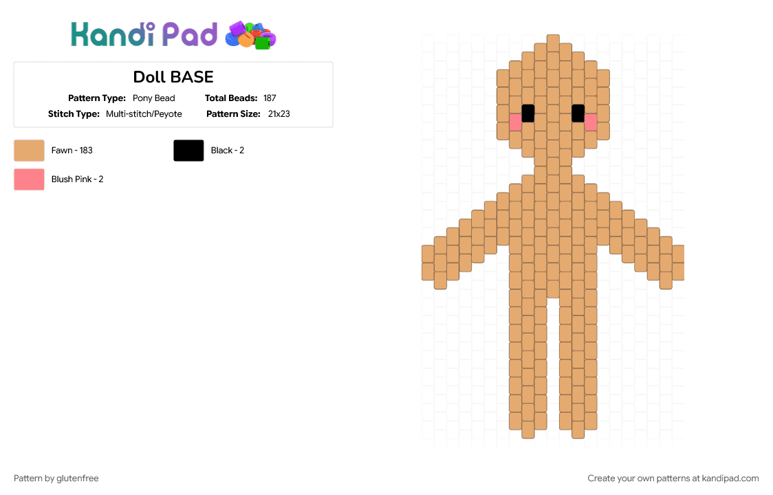 Doll BASE - Pony Bead Pattern by glutenfree on Kandi Pad - base, doll, doll base, orange