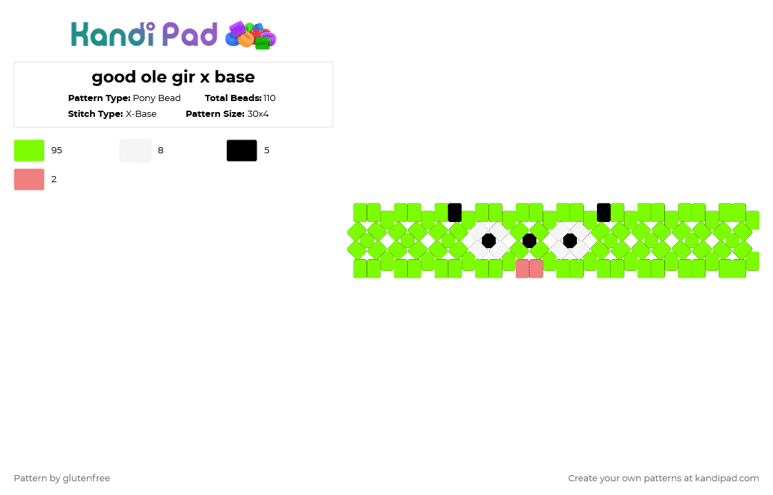 good ole gir x base - Pony Bead Pattern by glutenfree on Kandi Pad - green