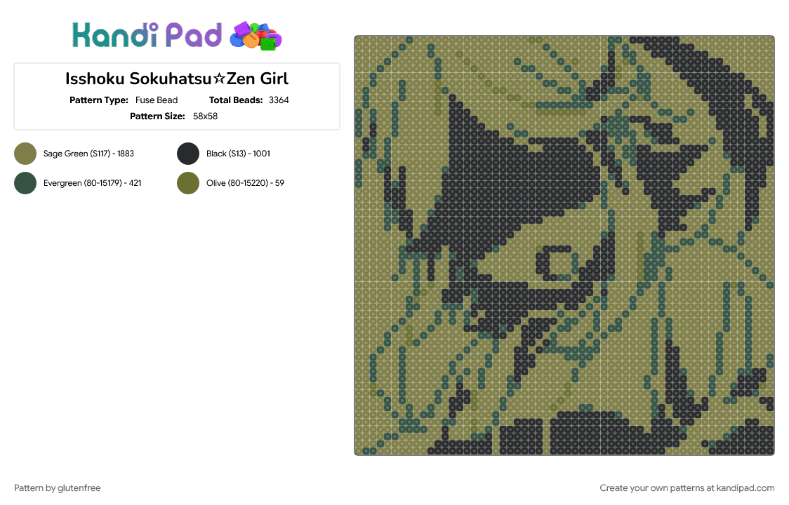 Isshoku Sokuhatsu☆Zen Girl - Fuse Bead Pattern by glutenfree on Kandi Pad - anime, gold, gumi, hatsune miku, megpoid, music, rerulili, vocaloid