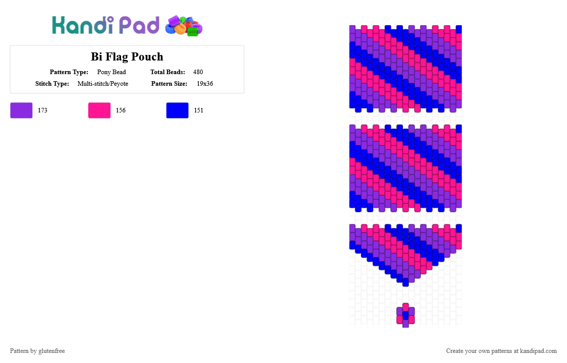 Bi Flag Pouch - Pony Bead Pattern by glutenfree on Kandi Pad - purple,pink,pouch,bag,pride,bi,bisexual