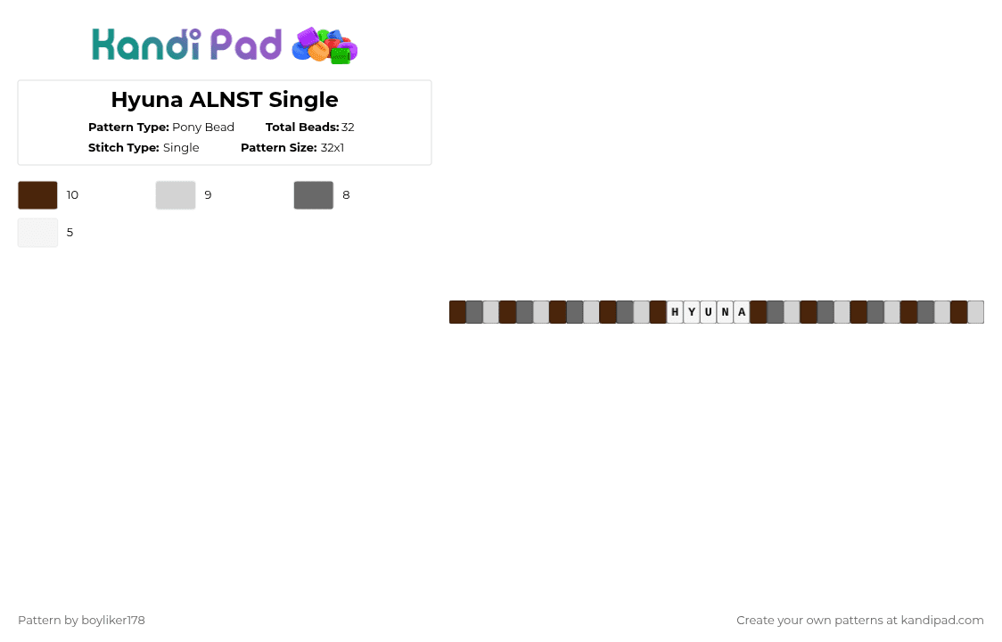 Hyuna ALNST Single - Pony Bead Pattern by boyliker178 on Kandi Pad - brown,gray,hyuna,alnst,alien stage,hyuna alien stage,hyuna alnst
