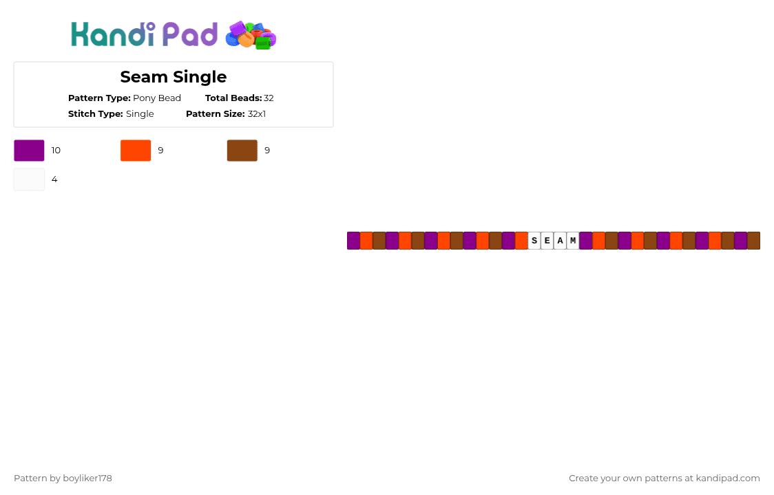 Seam Single - Pony Bead Pattern by boyliker178 on Kandi Pad - pink,red,deltarune,seam,shawm