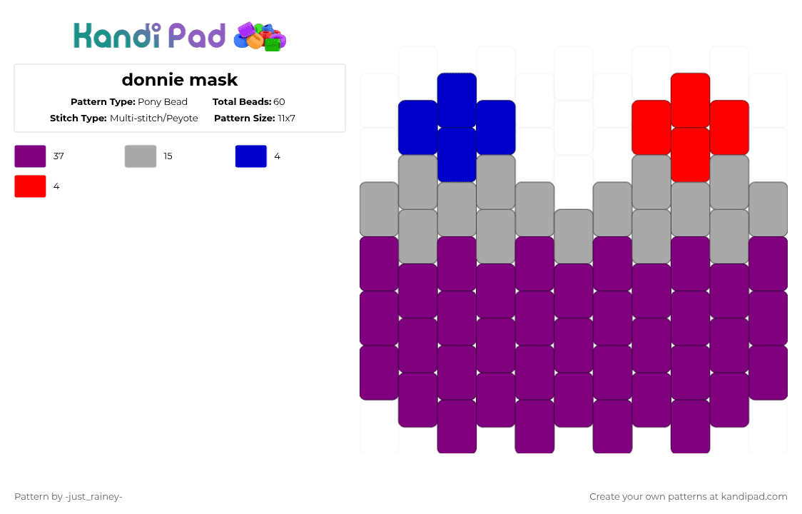 donnie mask - Pony Bead Pattern by -just_rainey- on Kandi Pad - beige,pink