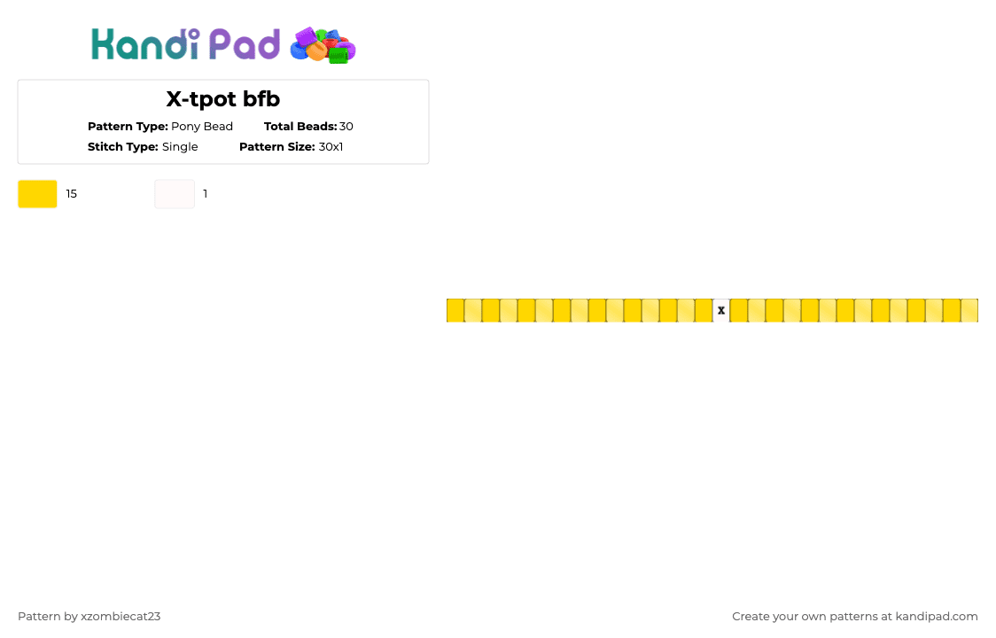 X-tpot bfb - Pony Bead Pattern by xvampir3c4t24 on Kandi Pad - yellow