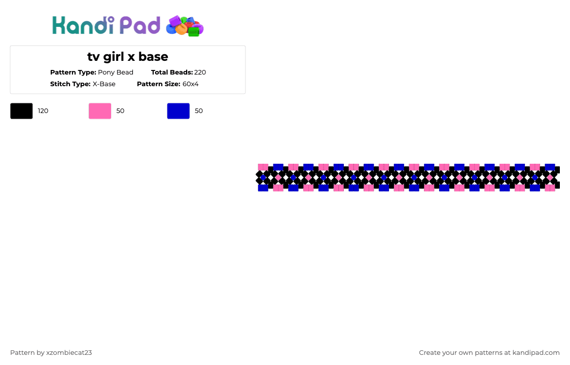 tv girl x base - Pony Bead Pattern by xvampir3c4t24 on Kandi Pad - pink,purple