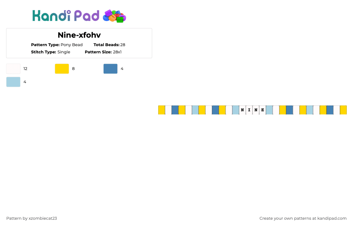 Nine-xfohv - Pony Bead Pattern by xvampir3c4t24 on Kandi Pad - yellow