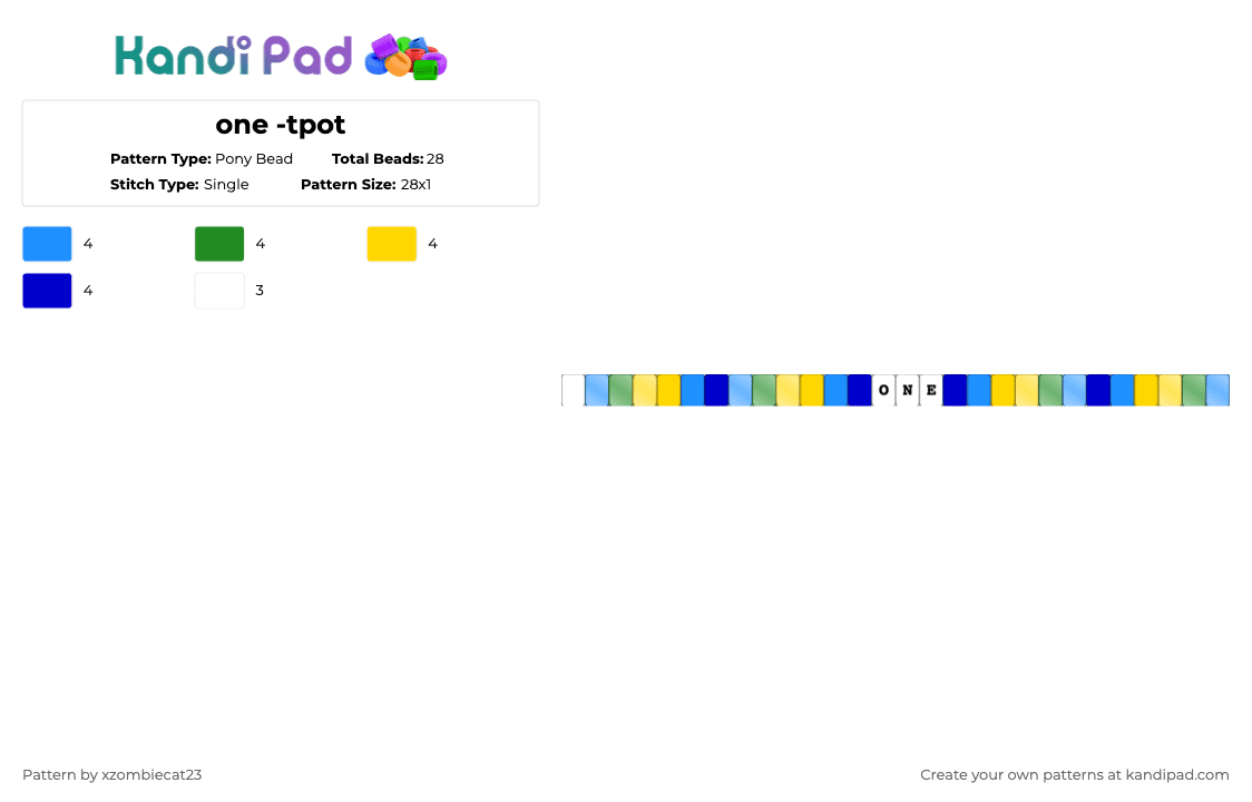 one -tpot - Pony Bead Pattern by xvampir3c4t24 on Kandi Pad - light blue,yellow