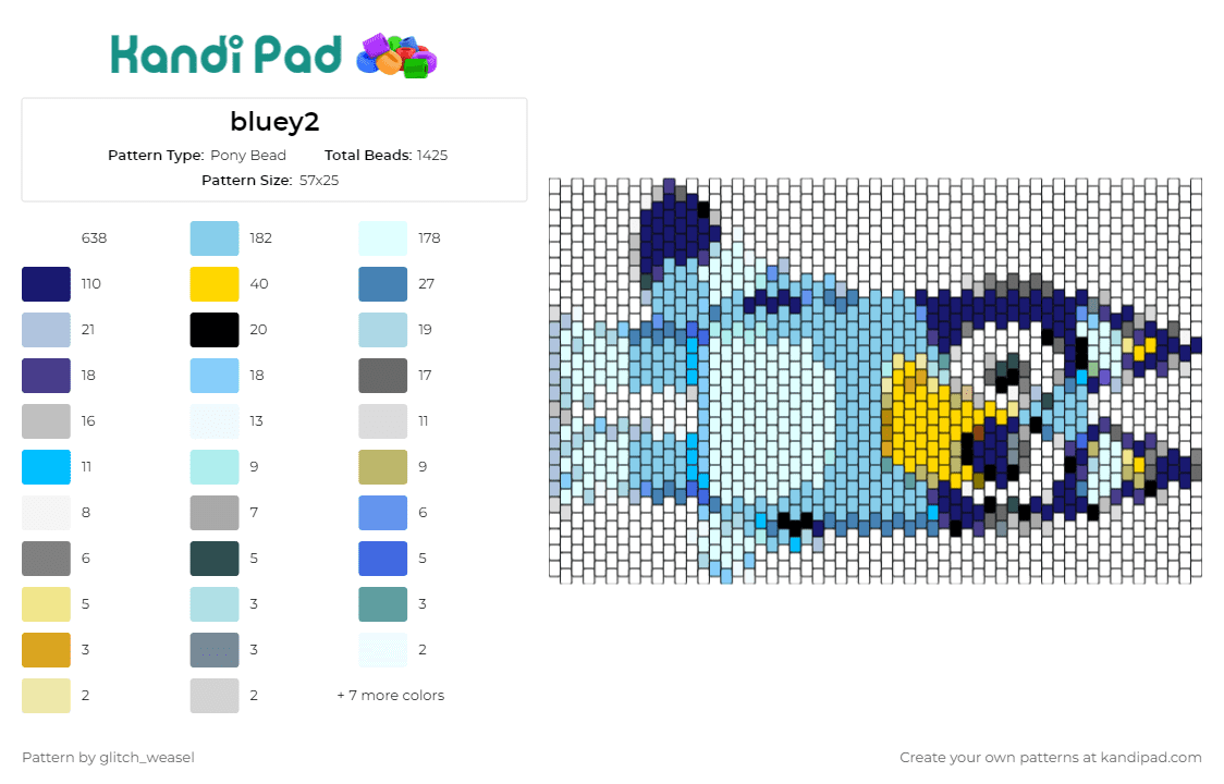 bluey2 - Pony Bead Pattern by glitch_weasel on Kandi Pad - bluey,animated character,adventure,playful,imaginative,blue