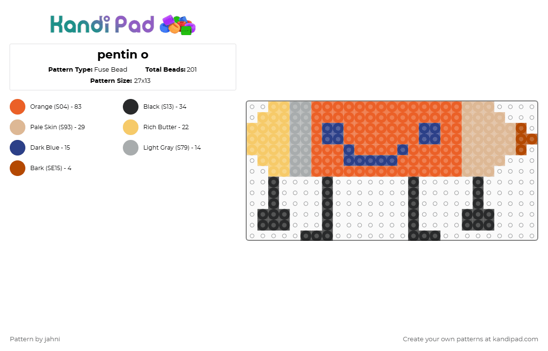 pentin o - Fuse Bead Pattern by jahni on Kandi Pad - orange,beige