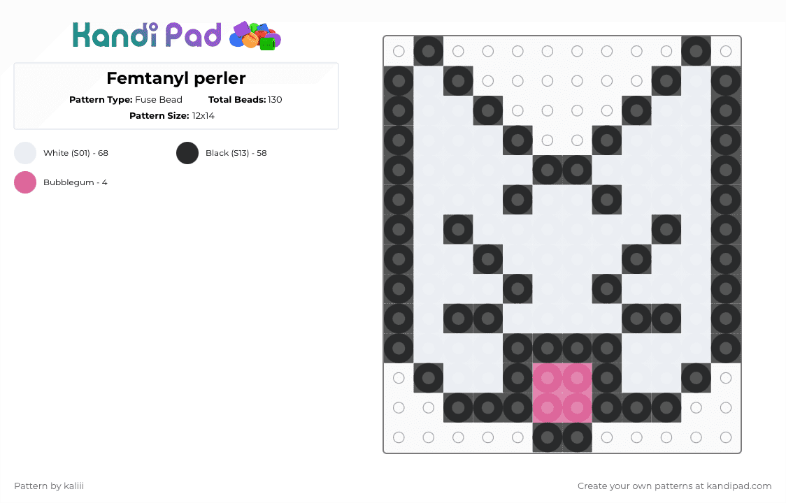 Femtanyl perler - Fuse Bead Pattern by kaliii on Kandi Pad - white