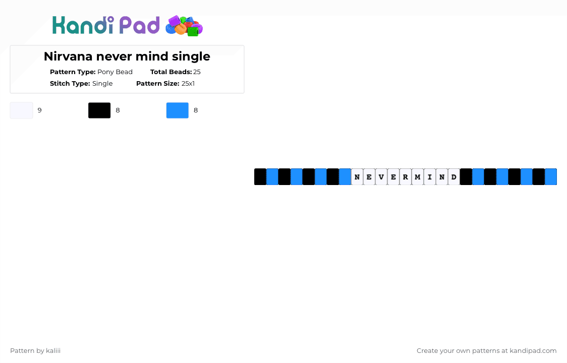 Nirvana never mind single - Pony Bead Pattern by kaliii on Kandi Pad - white,light blue