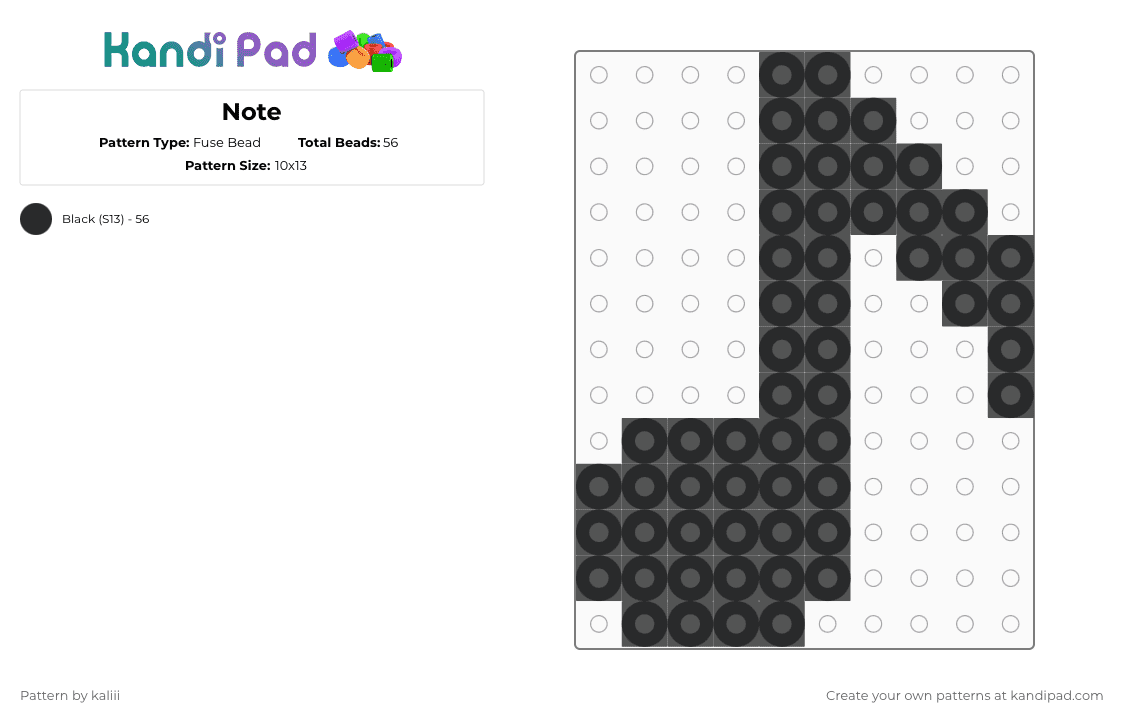 Note - Fuse Bead Pattern by kaliii on Kandi Pad - black