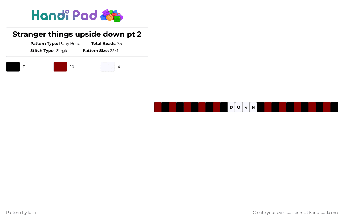 Stranger things upside down pt 2 - Pony Bead Pattern by kaliii on Kandi Pad - red, white