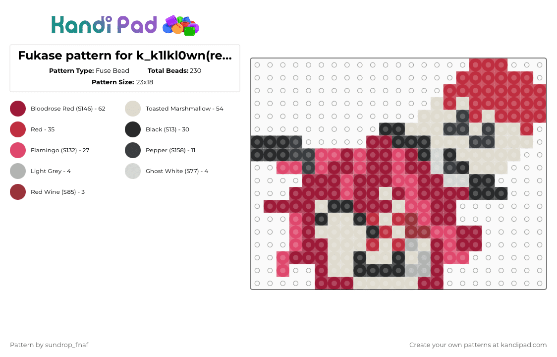 Fukase pattern for k_k1lkl0wn(read desc) - Fuse Bead Pattern by deleted_user_845604 on Kandi Pad - red,beige