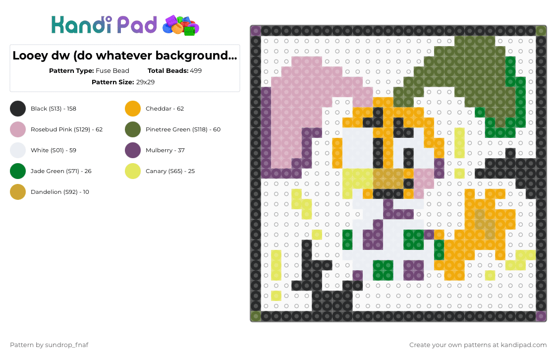 Looey dw (do whatever background ya want) - Fuse Bead Pattern by deleted_user_845604 on Kandi Pad - gold,pink,orange