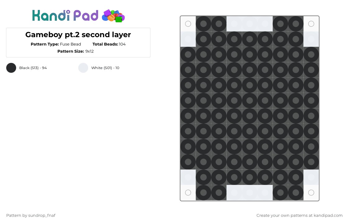 Gameboy pt.2 second layer - Fuse Bead Pattern by deleted_user_845604 on Kandi Pad - black