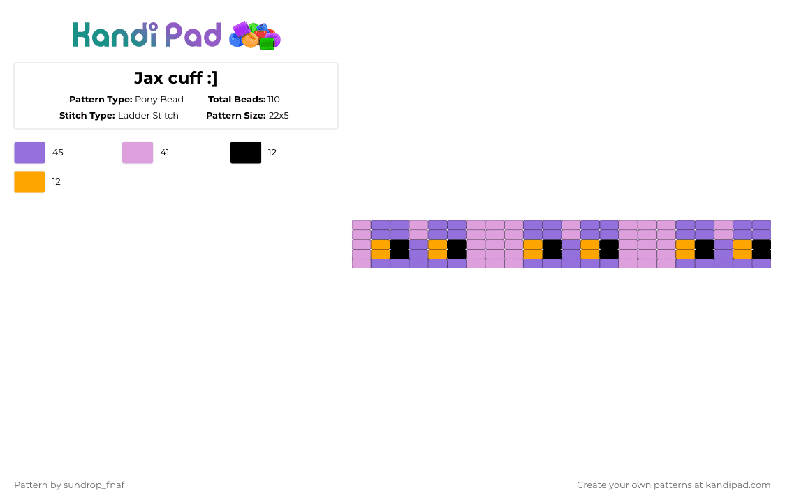 Jax cuff :] Pony Bead Pattern - Kandi Pad | Kandi Patterns, Fuse Bead ...