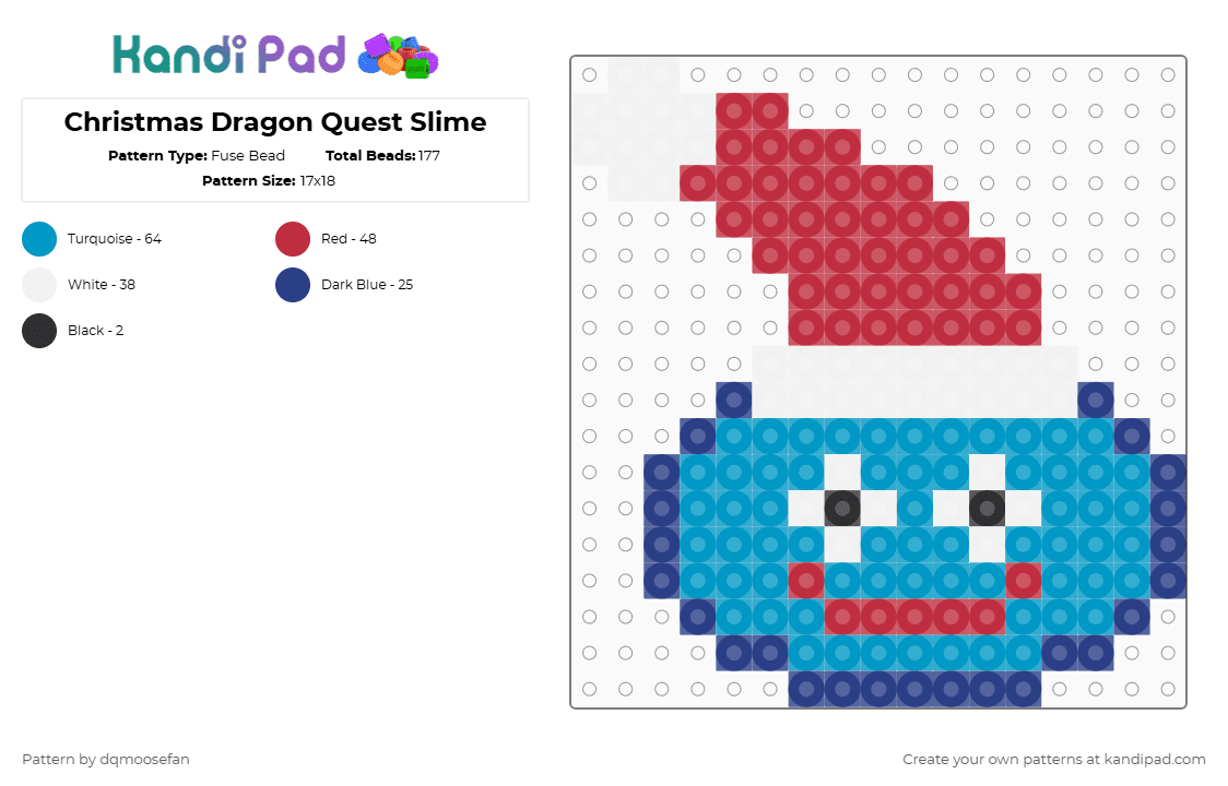 Christmas Dragon Quest Slime - Fuse Bead Pattern by dqmoosefan on Kandi Pad - red,light blue,christmas,dragon,quest,slime