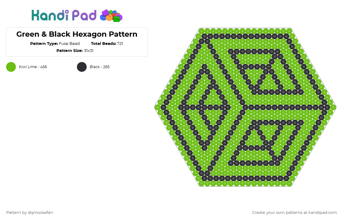 Green & Black Hexagon Pattern - Fuse Bead Pattern by dqmoosefan on Kandi Pad - green,black,hexagon,pattern