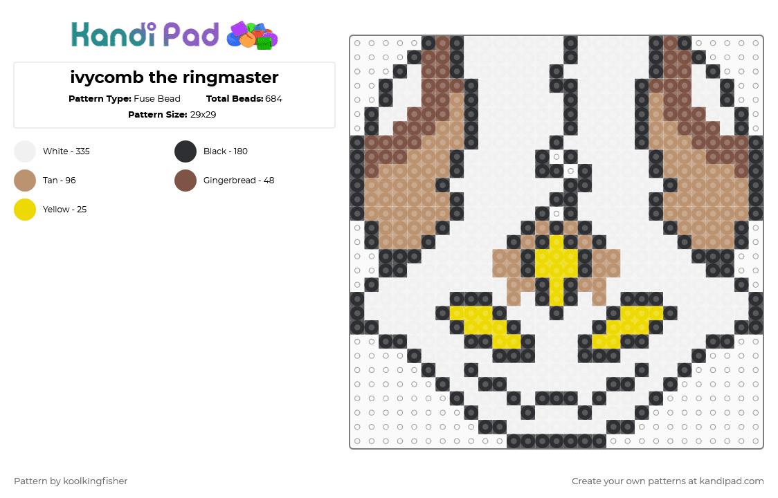 ivycomb the ringmaster - Fuse Bead Pattern by koolkingfisher on Kandi Pad - white,beige