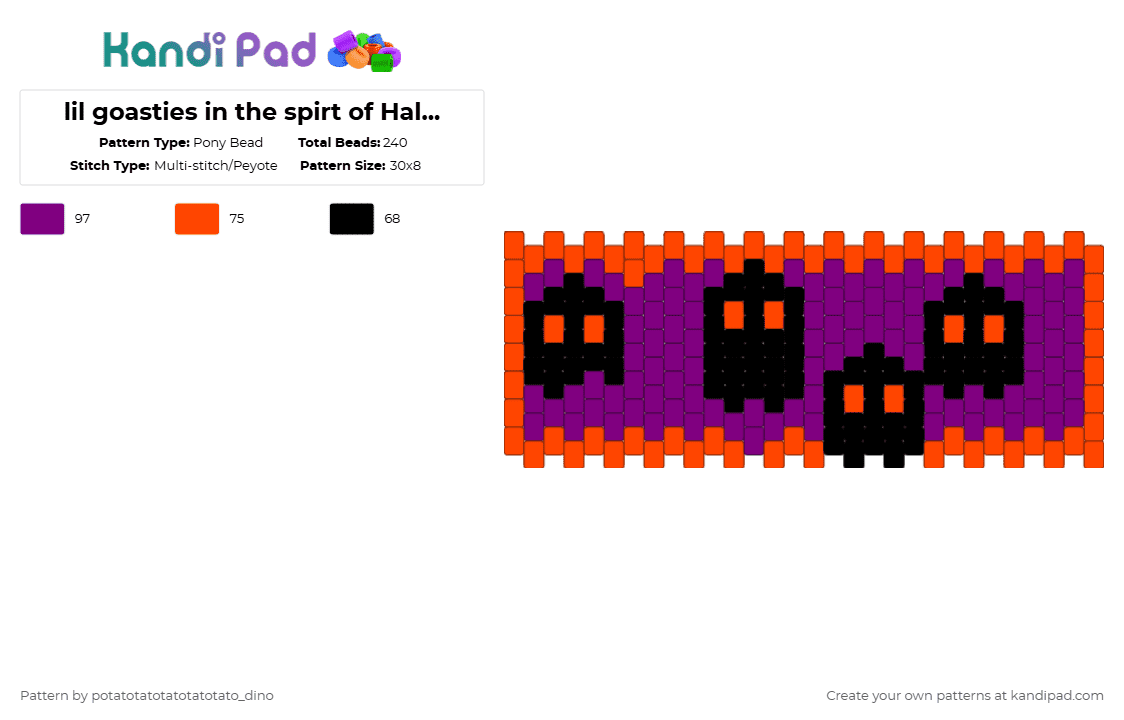 lil goasties in the spirt of Halloween - Pony Bead Pattern by potatotatotatotatotato_dino on Kandi Pad - pink,red
