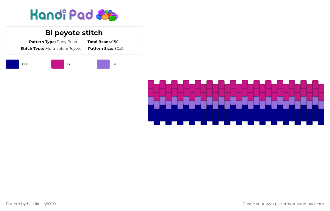 Bi multistitch - Pony Bead Pattern by bellakelley1000 on Kandi Pad - purple,pink,bi,lgbtq,lgbt,lgbtqia,pride