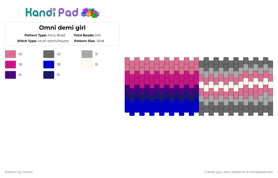 Omni demi girl - Pony Bead Pattern by menzi on Kandi Pad - pink,purple