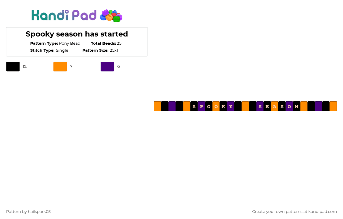 Spooky season has started - Pony Bead Pattern by hailspark03 on Kandi Pad - orange, purple