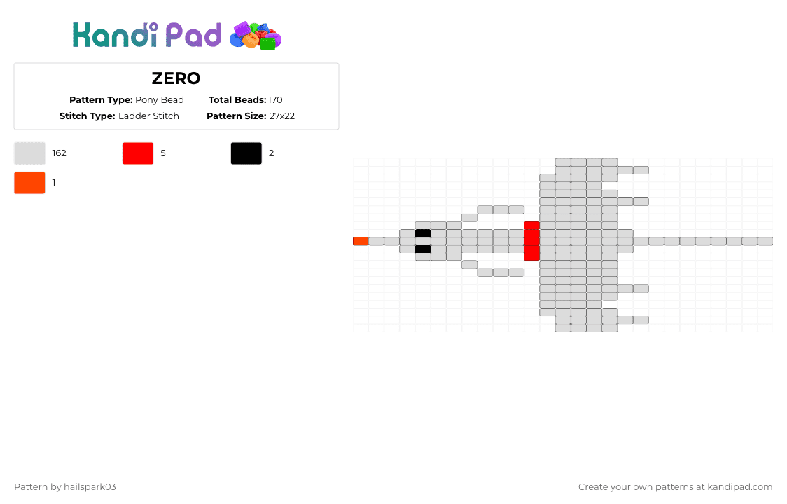ZERO - Pony Bead Pattern by hailspark03 on Kandi Pad - white