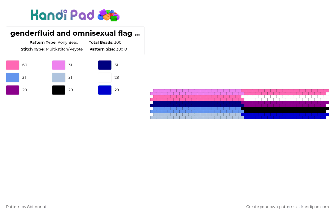 genderfluid and omnisexual flag cuff - Pony Bead Pattern by 8bitdonut on Kandi Pad - pink