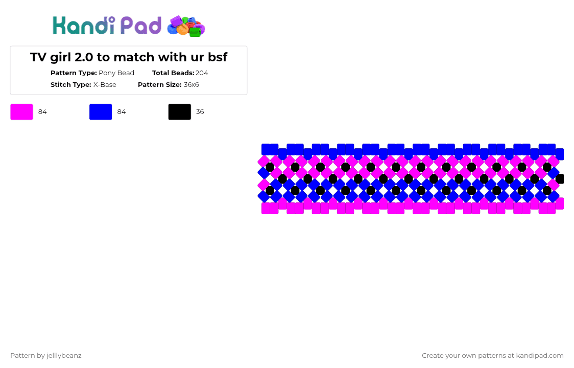 TV girl 2.0 to match with ur bsf Pony Bead Pattern - Kandi Pad | Kandi ...