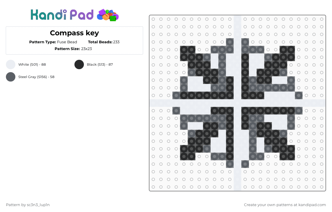 Kandi Compass Compass key Fuse Bead Pattern - Kandi Pad | Kandi Patterns, Fuse Bead ...