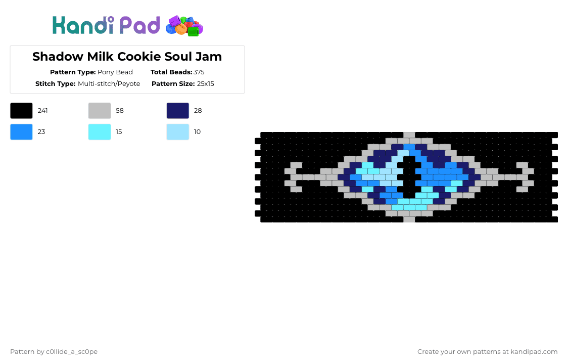 Shadow Milk Cookie Soul Jam - Pony Bead Pattern by c0llide_a_sc0pe on Kandi Pad - black,beige,light blue