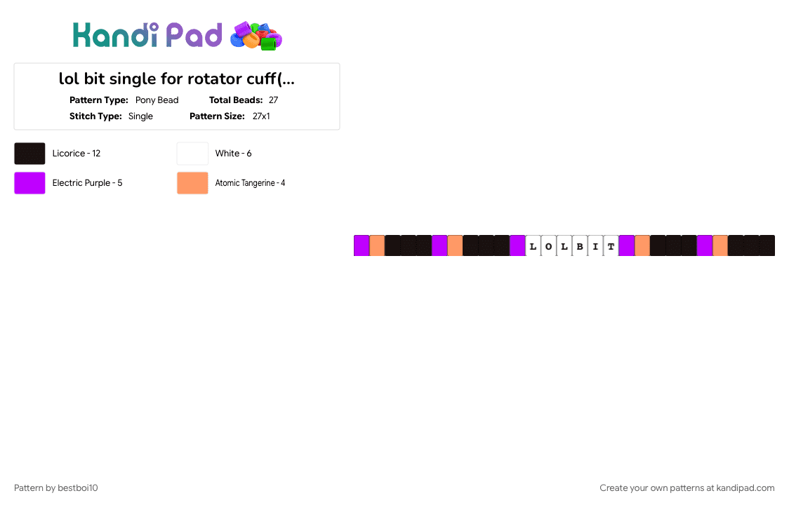 lol bit single for rotator cuff( READ DESC ) - Pony Bead Pattern by bestboi10 on Kandi Pad - 