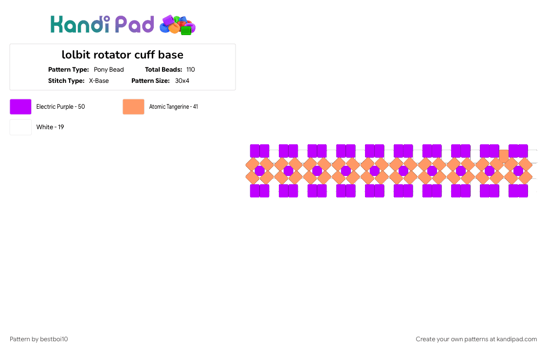 lolbit rotator cuff base (also bumpers in desc) - Pony Bead Pattern by bestboi10 on Kandi Pad - 