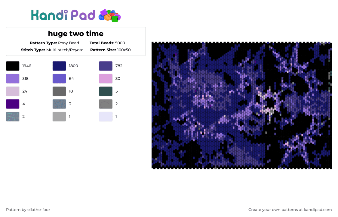 huge two time - Pony Bead Pattern by ellathe-foox on Kandi Pad - purple,twotime,two time,forsaken,azure