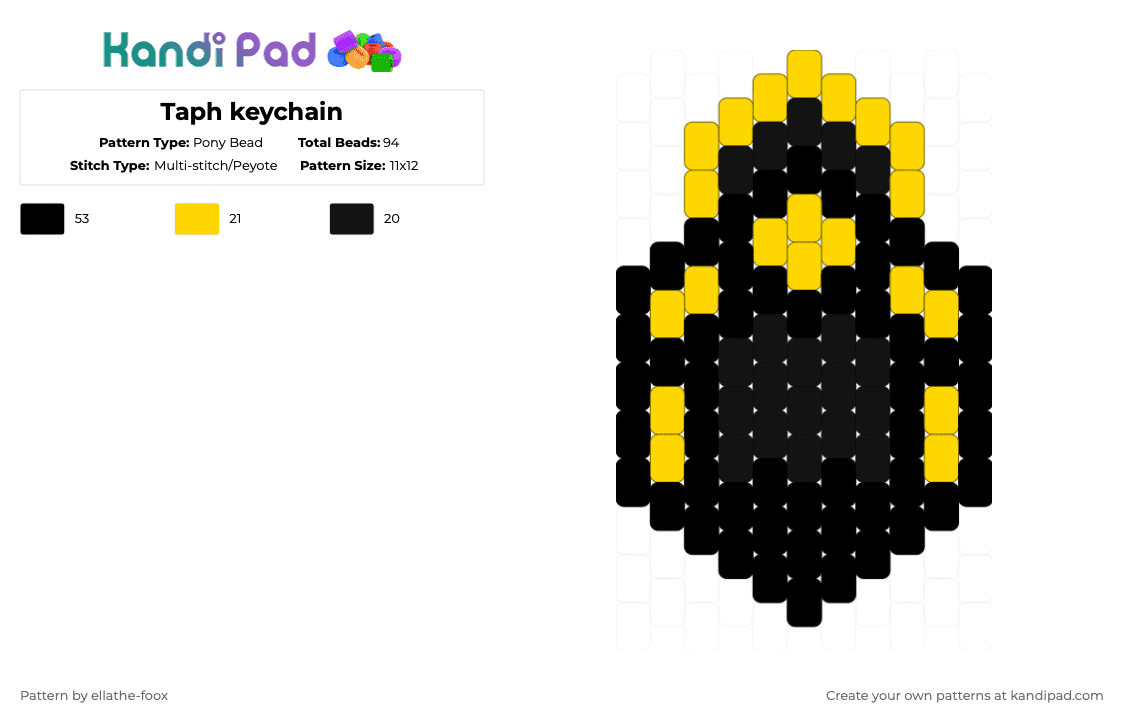 Taph keychain - Pony Bead Pattern by ellathe-foox on Kandi Pad - black,forsaken,taph,subspace tripmine