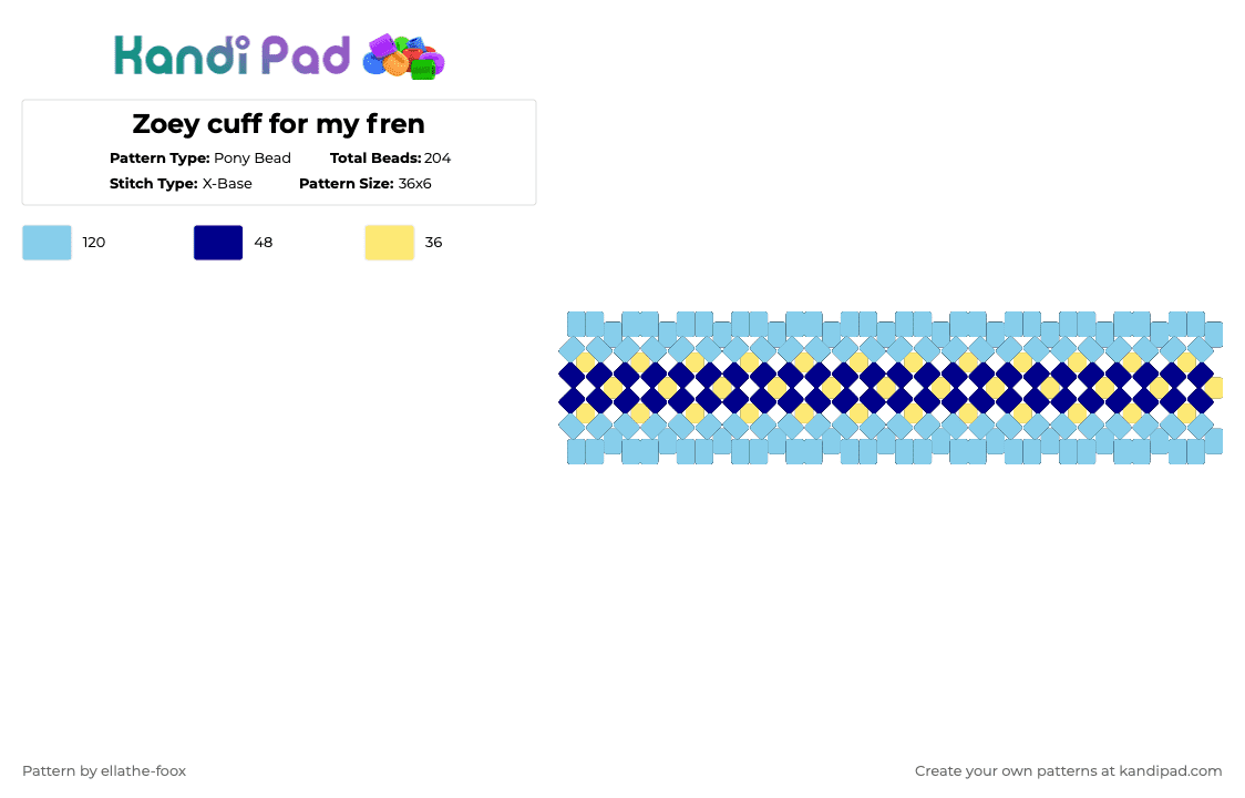 Zoey cuff for my fren - Pony Bead Pattern by ellathe-foox on Kandi Pad - light blue