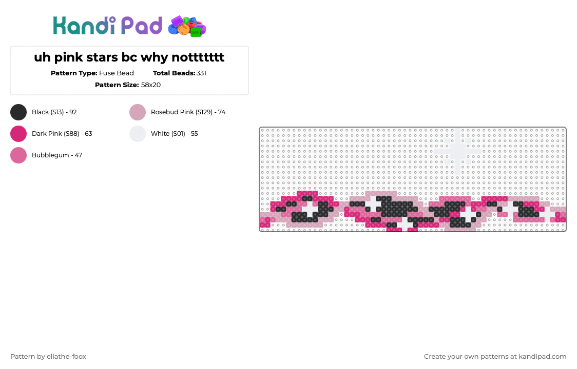 uh pink stars bc why nottttttt - Fuse Bead Pattern by ellathe-foox on Kandi Pad - pink