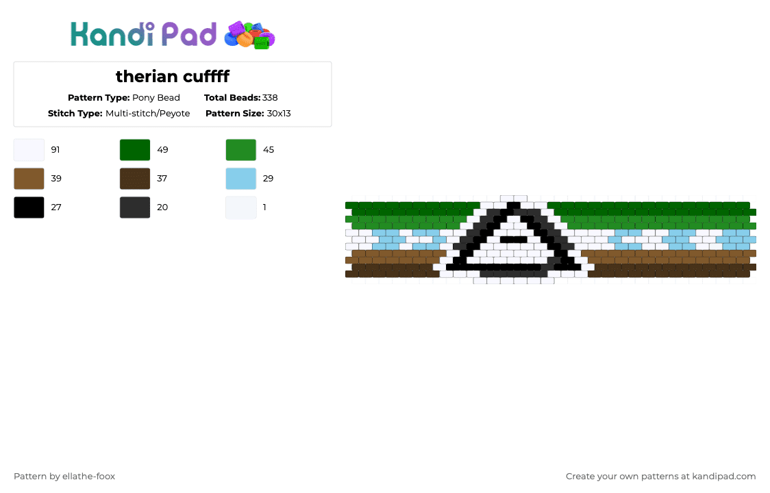 therian cuffff - Pony Bead Pattern by ellathe-foox on Kandi Pad - green