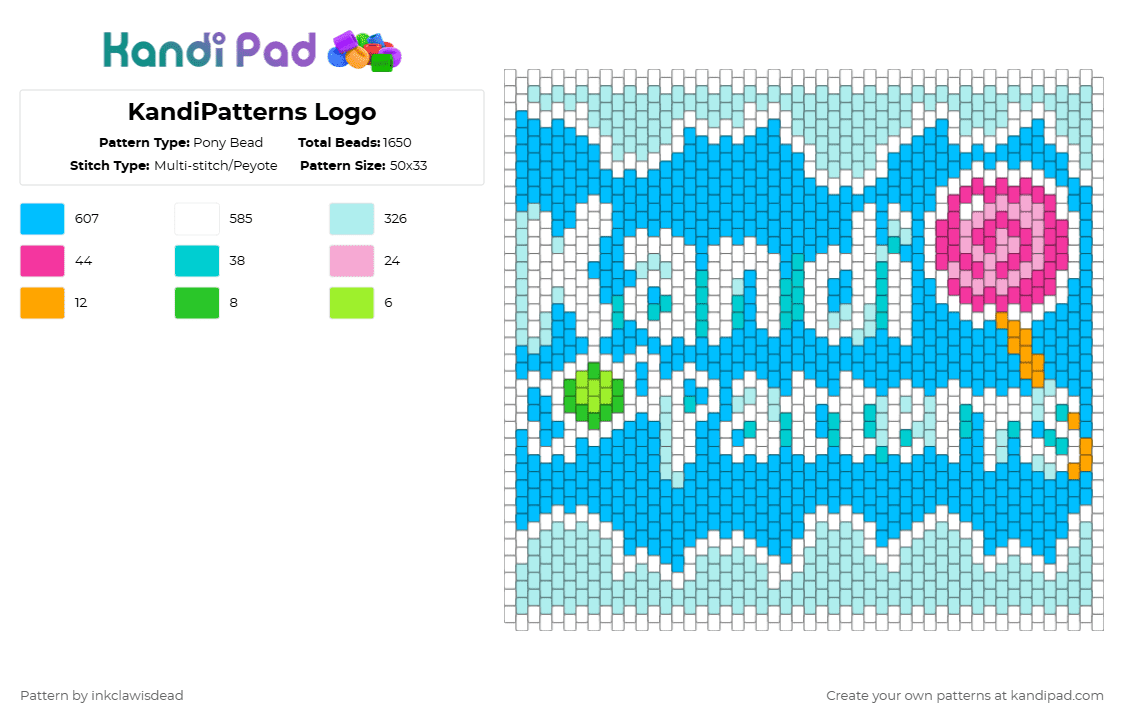 KandiPatterns Logo - Pony Bead Pattern by inkclawisdead on Kandi Pad - light blue