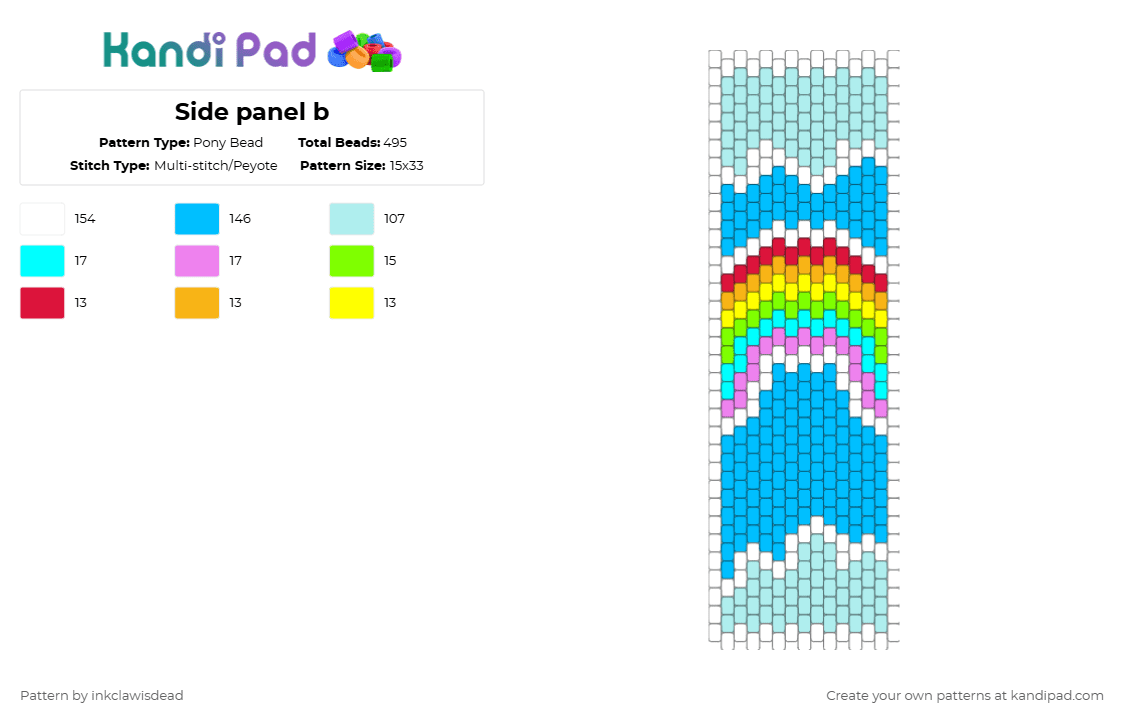 Side Pade Pattern Side panel b Pony Bead Pattern - Kandi Pad | Kandi Patterns, Fuse Bead ...
