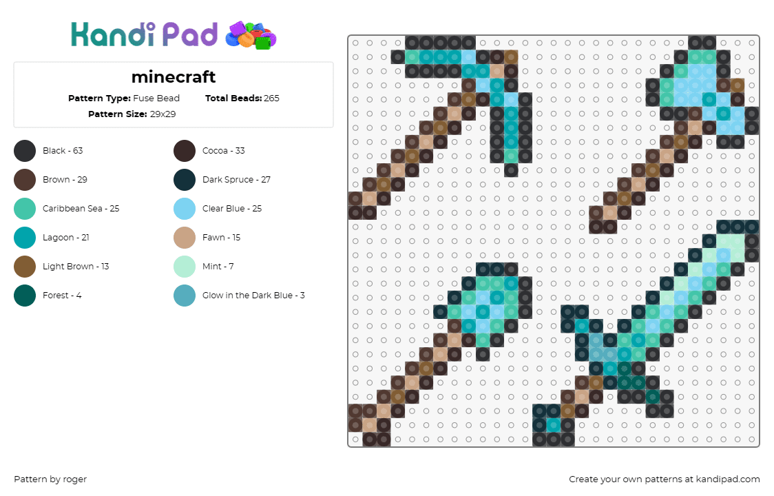 minecraft - Fuse Bead Pattern by roger on Kandi Pad - minecraft,tools