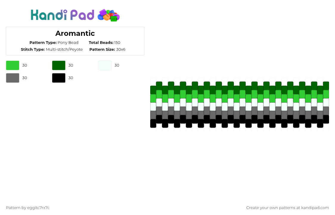 Aromantic - Pony Bead Pattern by eggitc7rx7c on Kandi Pad - green,gray,pride,aromantic
