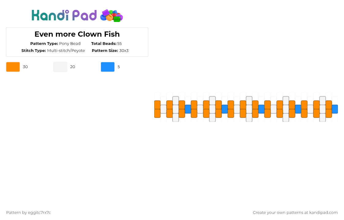 Even more Clown Fish - Pony Bead Pattern by eggitc7rx7c on Kandi Pad - orange,clown fish,fish,animal,clown