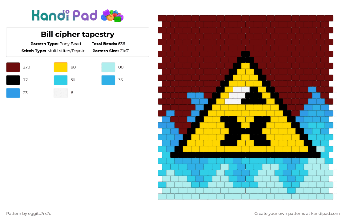 Bill cipher tapestry - Pony Bead Pattern by eggitc7rx7c on Kandi Pad - brown,light blue,tapestry,bill cipher,gravity falls,fire,cartoon,blue fire