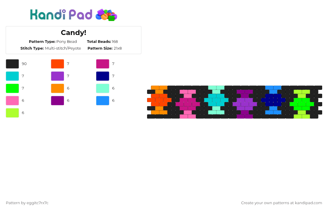Candy! - Pony Bead Pattern by eggitc7rx7c on Kandi Pad - black, candy, colorful, halloween, pink, purple