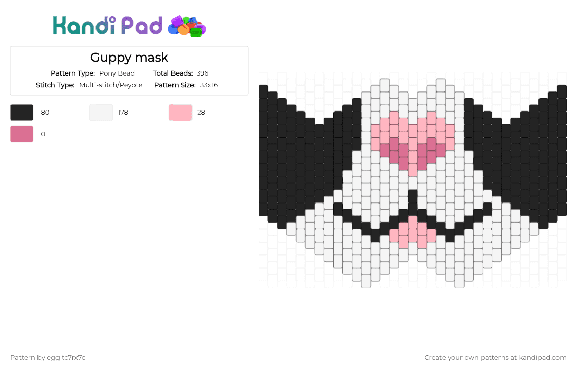 Guppy mask - Pony Bead Pattern by eggitc7rx7c on Kandi Pad - white,the binding of isaac,tboi,cat,mask,binding of isaac